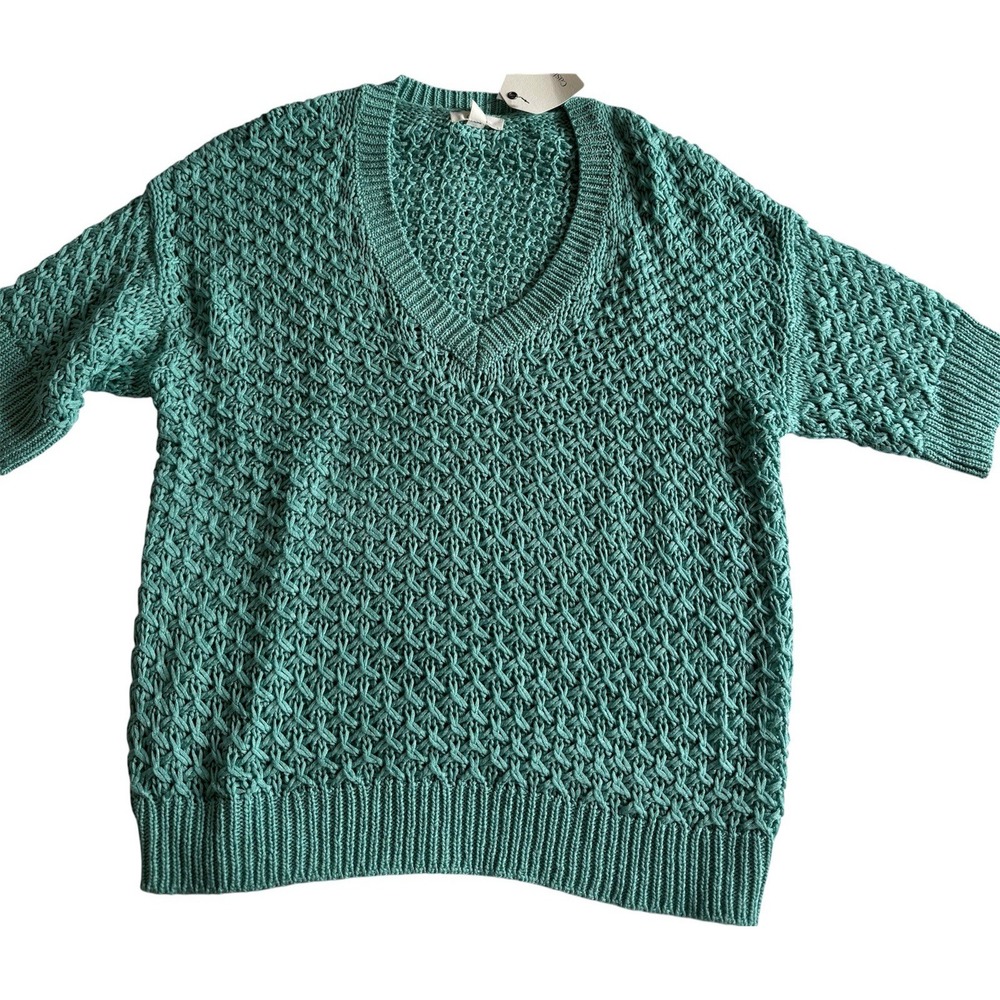 NWT Caslon womens Turquoise Short Sleeve Sweater Sz Petite Lge